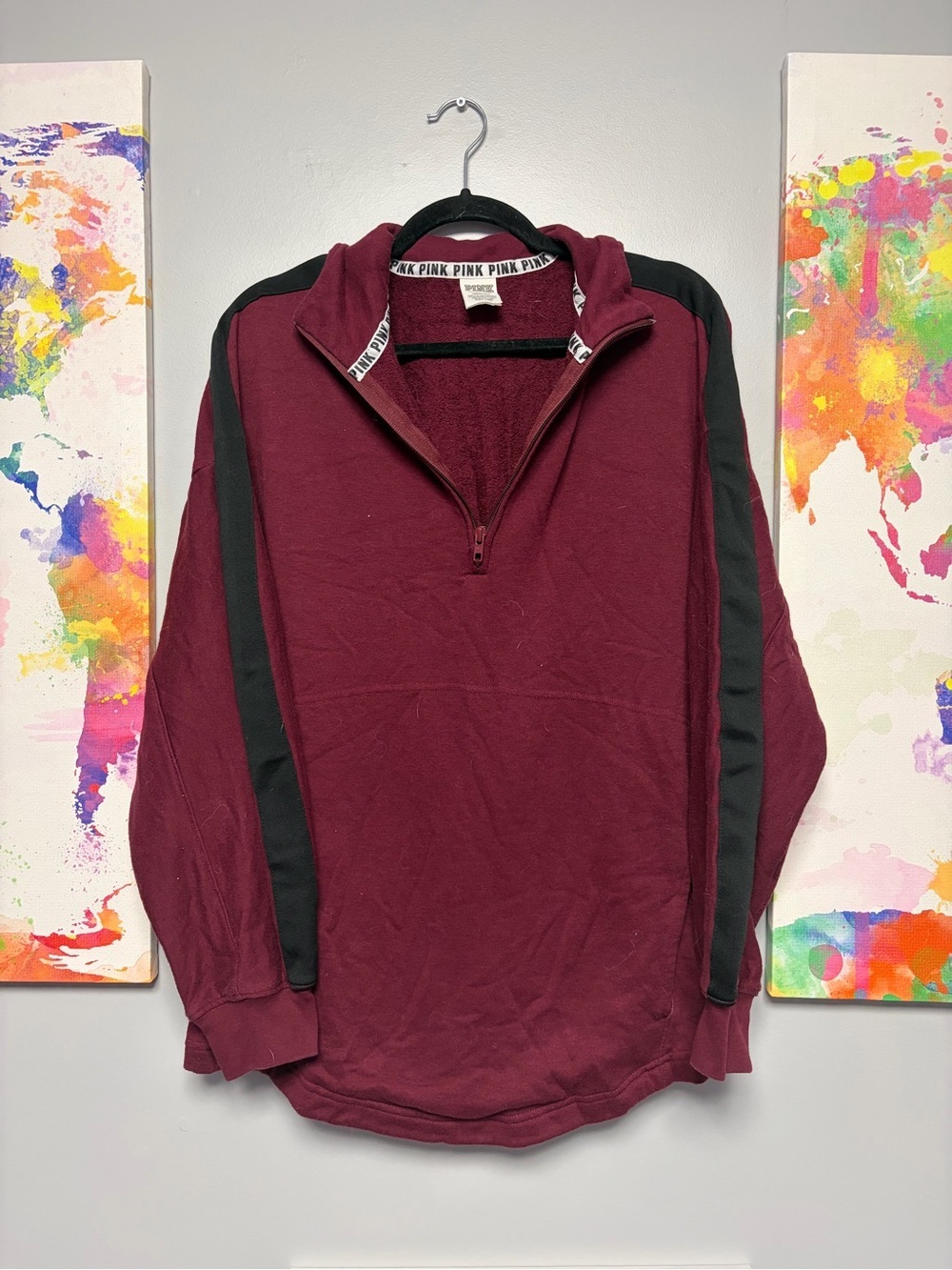 Oversized size large Victoria's Secret Red and Black Sweatshirt with High Collar